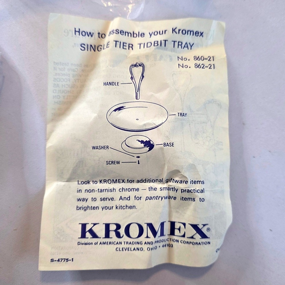 Vtg Kromex No 862-21 The Basic Tidbit Tray Vogue Chrome Serving Stand New in Box - Picture 3 of 10